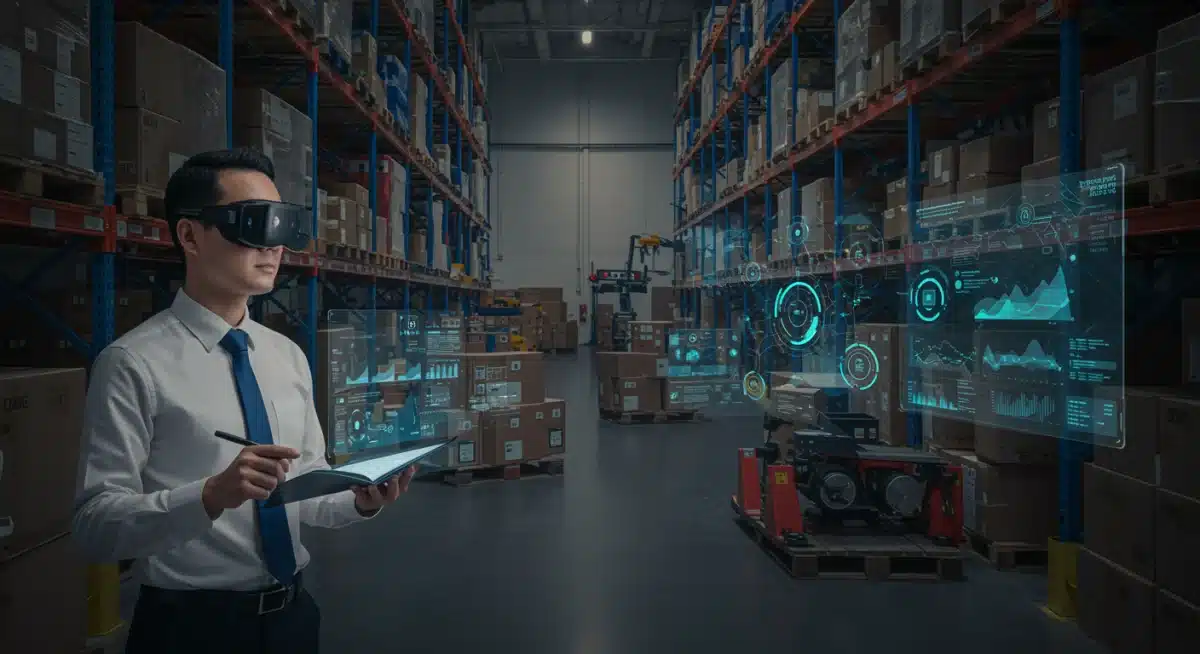 Automated smart warehouse leveraging 5G for efficient logistics and inventory management.