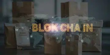 Blockchain network illuminating a global retail supply chain, symbolizing transparency and end-to-end traceability for US retailers.