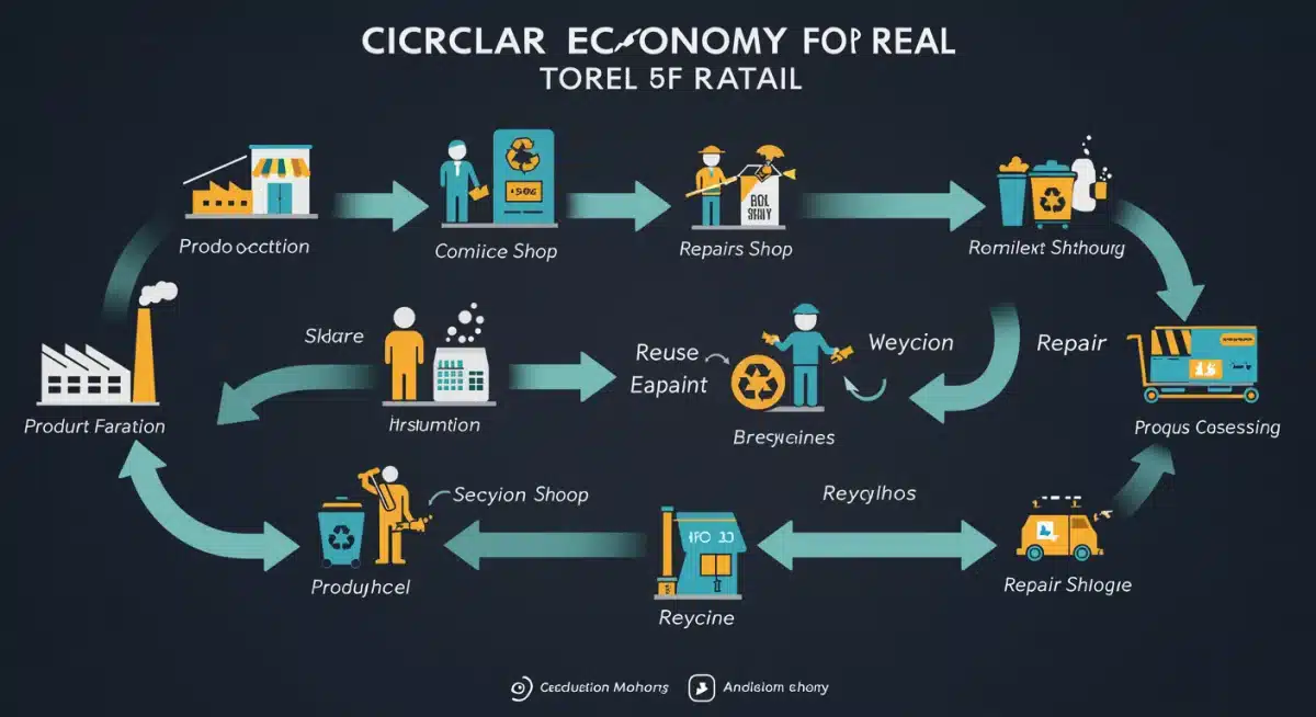 Circular economy model for retail with production, consumption, reuse, recycling