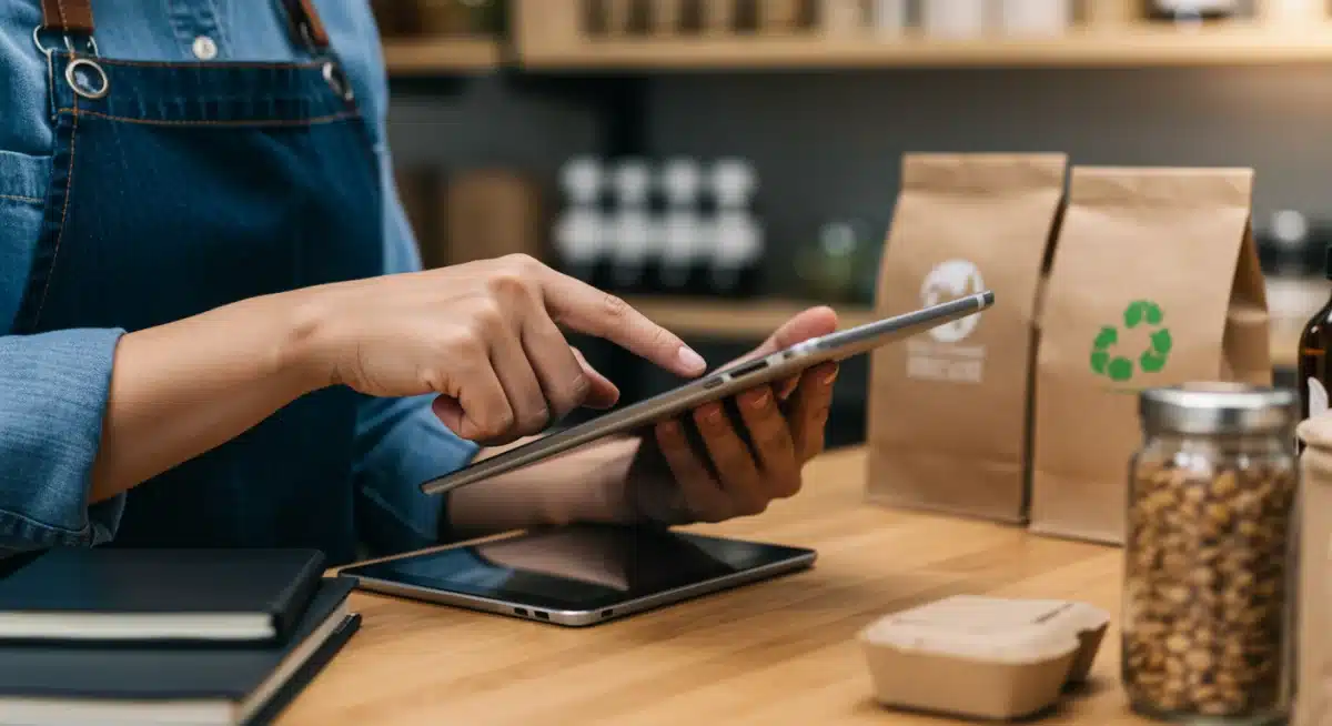 Small business owner managing digital presence for Gen Z engagement.