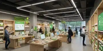 Eco-friendly retail store with smart tech and sustainable products