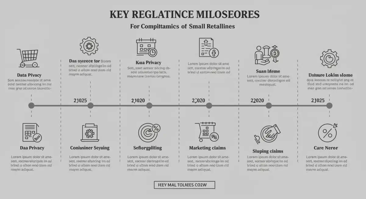 Infographic on FTC regulatory compliance timeline for small retailers