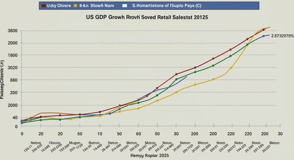 Chart showing historical and projected correlation between US GDP growth and retail sales trends up to 2025.