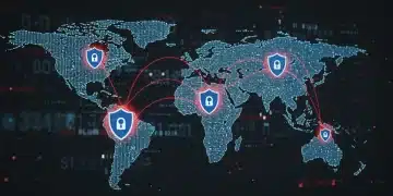 Supply Chain Cybersecurity: Protecting Against 2025's Top 3 Threats Digital shield protecting a global supply chain network from cyber threats in 2025