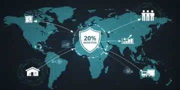 Supply Chain Diversification Strategies: Reduce US Business Risk by 20% in 2025 Global supply chain network with diversified routes and risk reduction shield for US businesses.