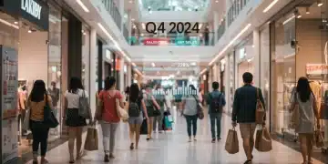 Bustling shopping mall showcasing strong physical store retail activity in Q4 2024