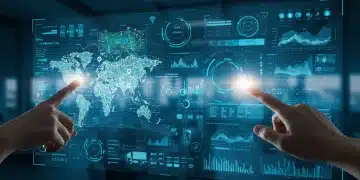 Digital dashboard showing real-time supply chain data and logistics operations
