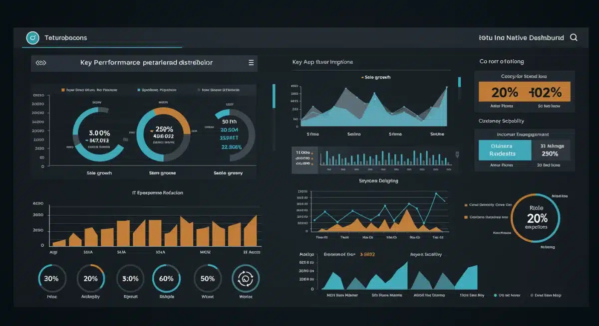 Retail analytics dashboard showing 20% IT cost reduction and improved scalability with cloud-native platforms.