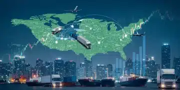 US Freight Costs: Expect 5% Fluctuation in Q1 2025 Dynamic logistics network illustrating US freight cost fluctuations