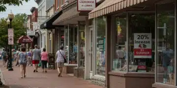 Vibrant street with small businesses and increased foot traffic