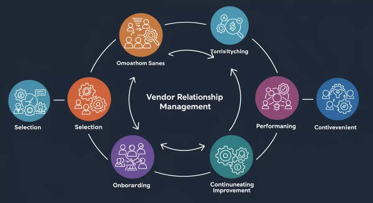 Infographic illustrating the vendor relationship management lifecycle